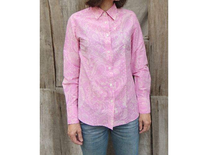 Camisa Paul & Joe Rosa de Algodón con Estampado de Cachemir Blanco - vista 3