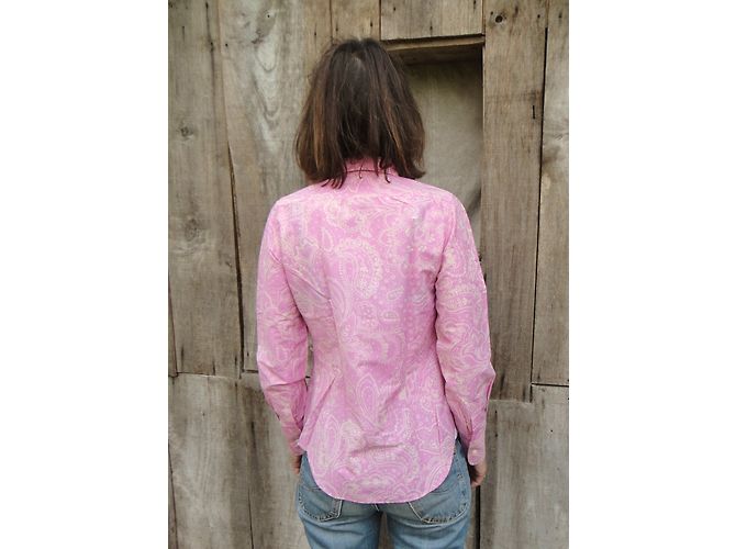 Camisa Paul & Joe Rosa de Algodón con Estampado de Cachemir Blanco - vista 4