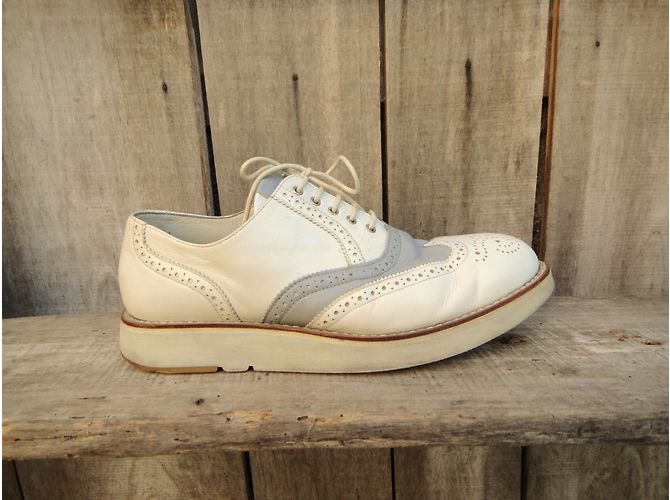 Comme Des Garcons Heschung X Richelieu scarpe in pelle bianche Bianco - vista 6