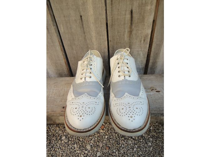 Comme Des Garcons Heschung X Richelieu scarpe in pelle bianche Bianco - vista 8