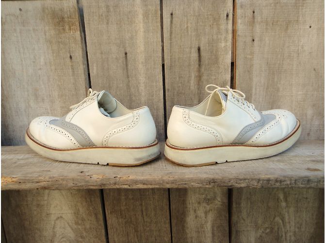 Comme Des Garcons Heschung X Richelieu scarpe in pelle bianche Bianco - vista 9