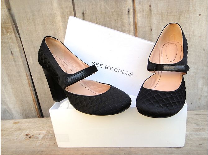 Décolleté Babies See by Chloé nere in raso e pelle 37 Nero - vista 9