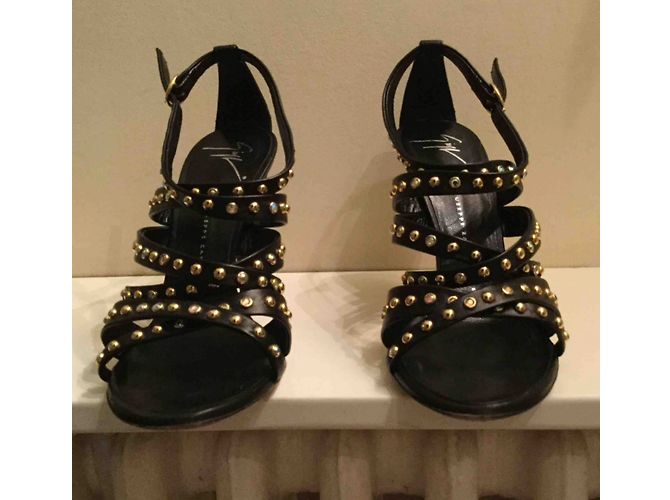 Giuseppe Zanotti Sandali neri con strass Nero - vista 2