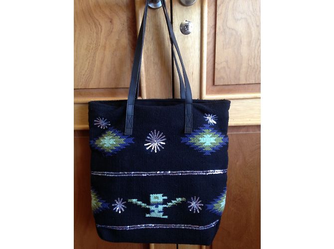 Borsa Tote Hipanema in tela nera con paillettes argento Nero Blu Verde oliva - vista 3