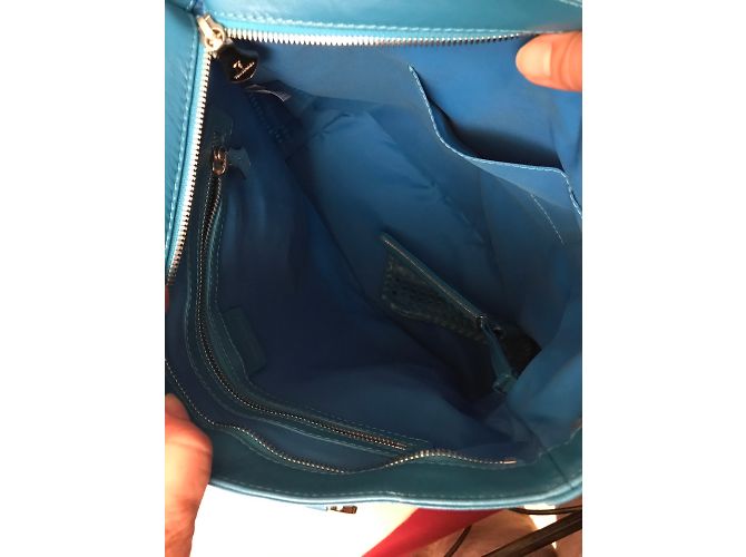 Borsa Trussardi in pelle blu turchese - vista 10