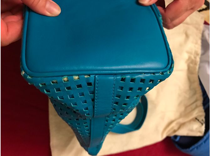 Borsa Trussardi in pelle blu turchese - vista 4