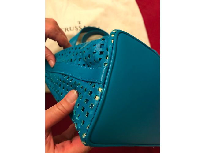 Borsa Trussardi in pelle blu turchese - vista 5