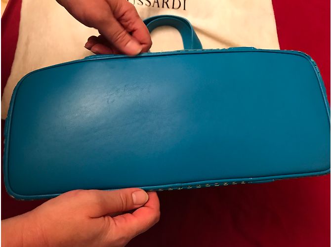 Borsa Trussardi in pelle blu turchese - vista 6