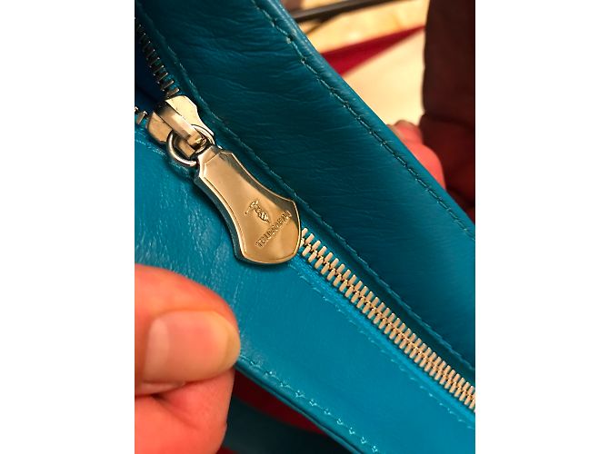 Borsa Trussardi in pelle blu turchese - vista 7