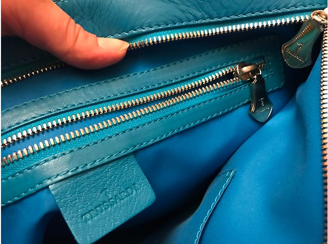 Borsa Trussardi in pelle blu turchese - vista 8