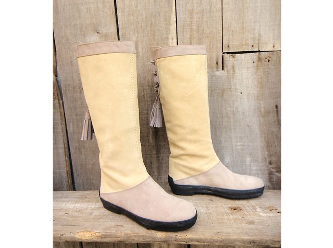Botas Tod's Beige y Gris de Gamuza 37.5FR - vista 4