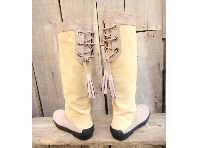 Botas Tod's Beige y Gris de Gamuza 37.5FR - vista 6