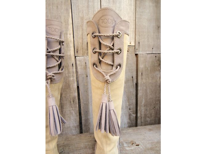Botas Tod's Beige y Gris de Gamuza 37.5FR - vista 7