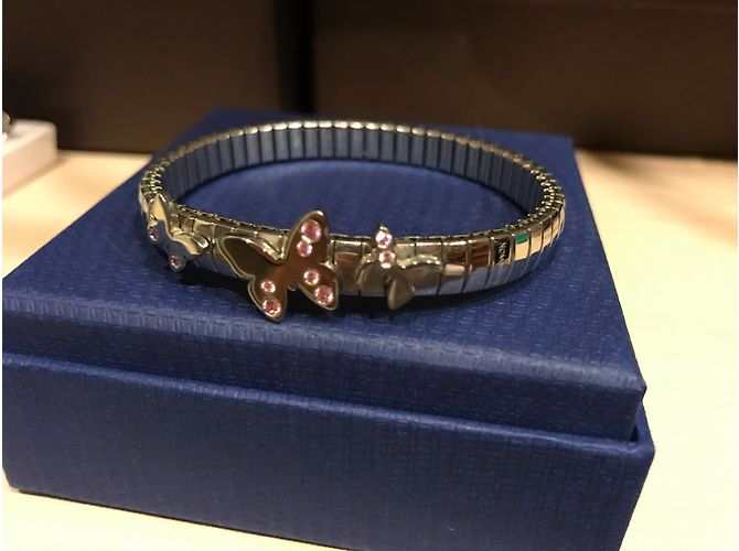 Autre Marque Bracciale Swarovski con Farfalle Rosa Argentato Argento - vista 4