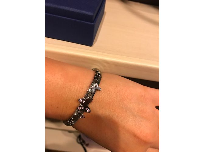 Autre Marque Bracciale Swarovski con Farfalle Rosa Argentato Argento - vista 5