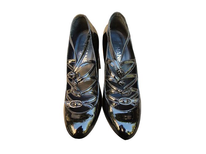 Décolleté Chanel Vogue in vernice nera 37FR Nero - vista 2