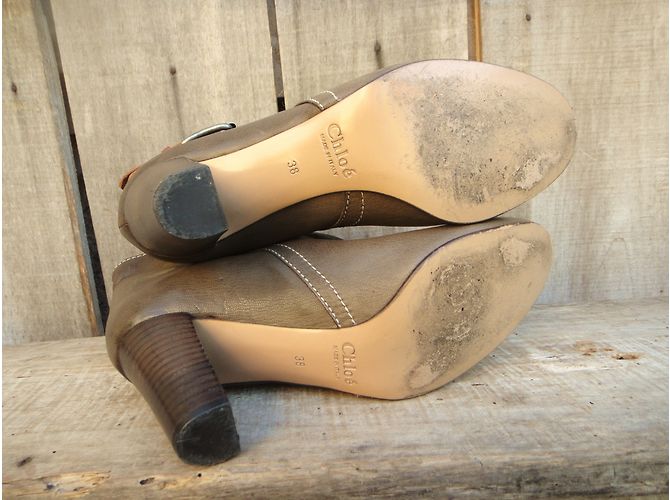 Botines de cuero Chloé caqui - vista 7