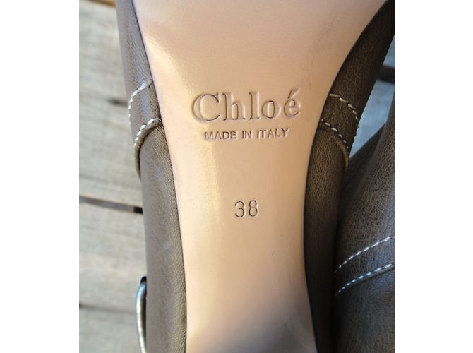 Botines de cuero Chloé caqui - vista 8