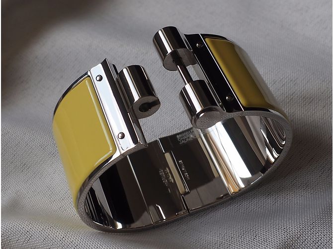 Hermès ampio bracciale HERMES in semplice smalto XL Giallo - vista 5