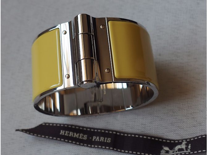 Hermès ampio bracciale HERMES in semplice smalto XL Giallo - vista 6