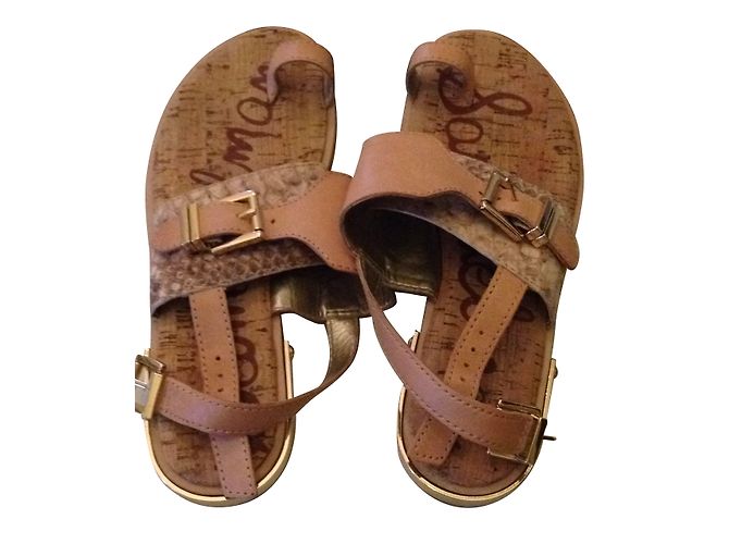 Sam Edelman Flache Sandalen Schwarz Karamell - Ansicht 2