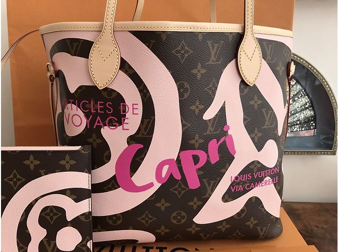 Louis Vuitton Neverfull Tahitienne Capri Castaño - vista 3
