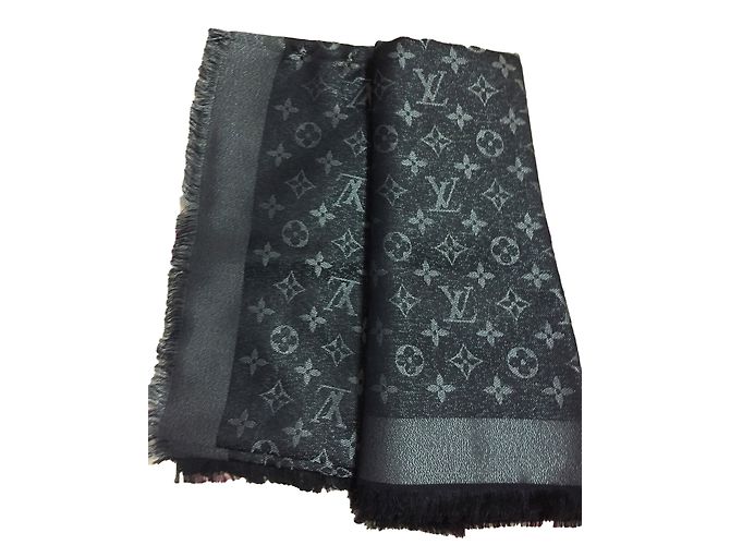Louis Vuitton Bufandas de seda Negro Plata Metálico - vista 2
