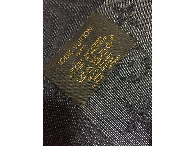 Louis Vuitton Bufandas de seda Negro Plata Metálico - vista 3