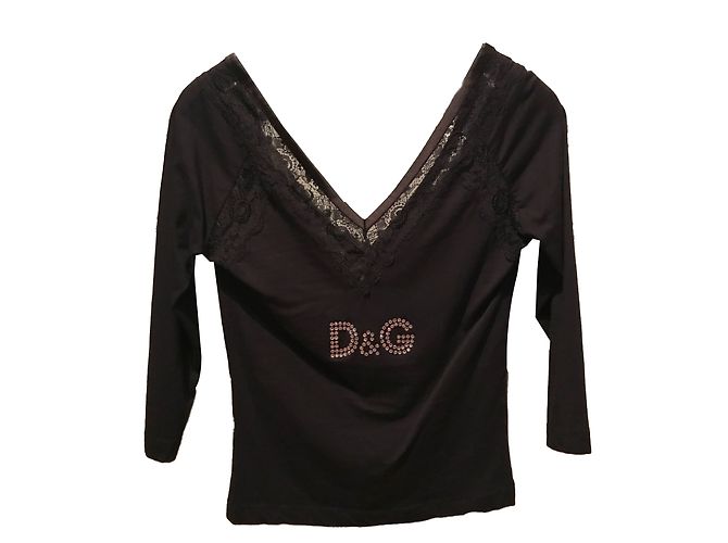 Top Dolce & Gabbana de algodón y encaje negro XS - vista 2