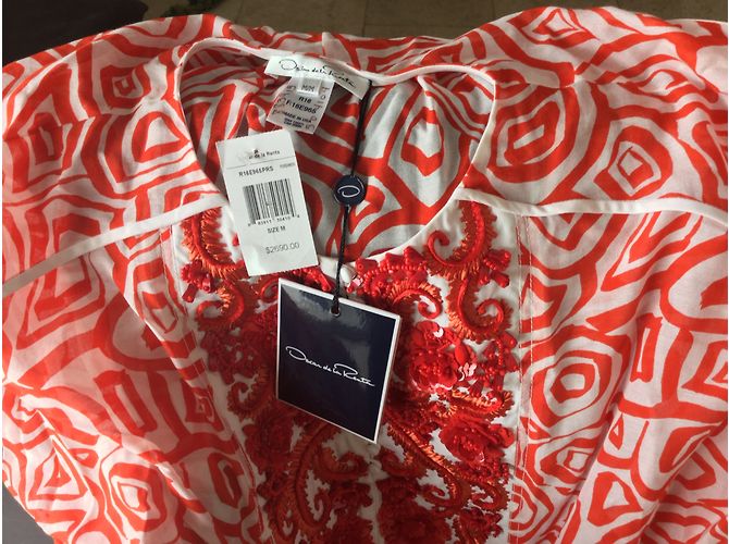Vestido Oscar de la Renta Rojo de Seda Bordado Roja - vista 3