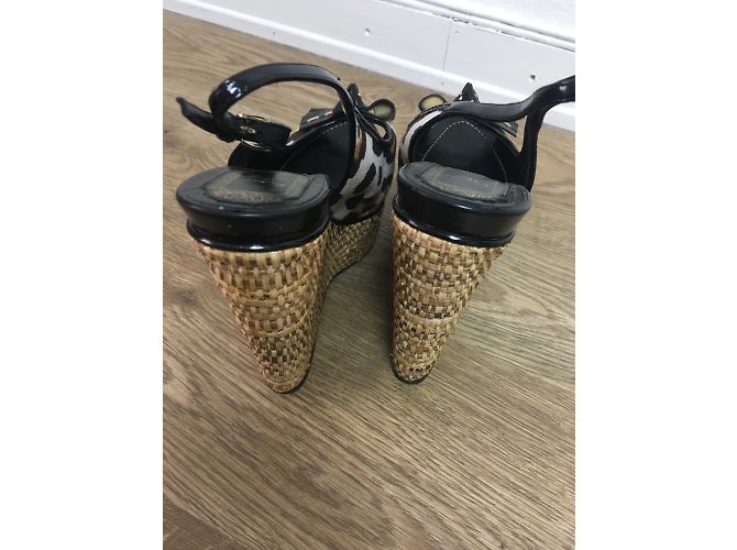 Christian Dior Leopard Pattern Platform Sandals Black Patent Leather Multiple colors - view 7