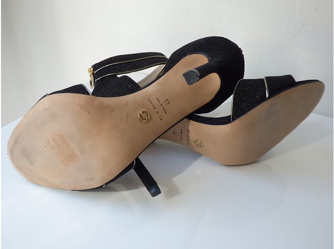 Décolleté Elie Saab in pelle nero e oro iridescente D'oro - vista 15