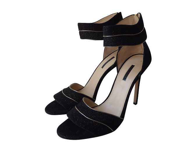 Décolleté Elie Saab in pelle nero e oro iridescente D'oro - vista 2