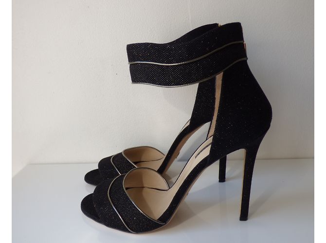 Décolleté Elie Saab in pelle nero e oro iridescente D'oro - vista 3