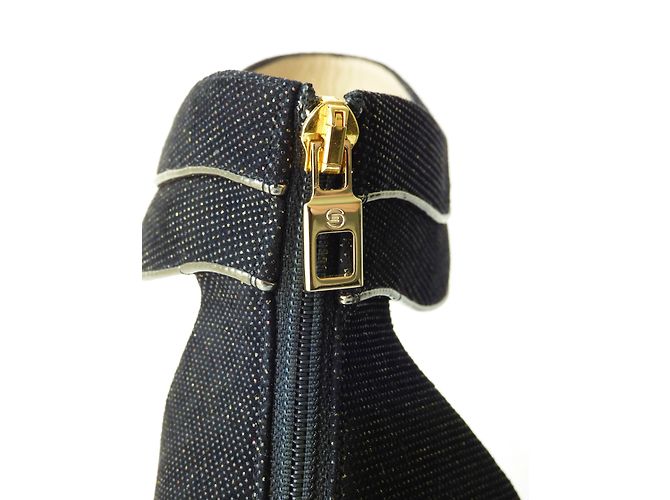 Décolleté Elie Saab in pelle nero e oro iridescente D'oro - vista 5