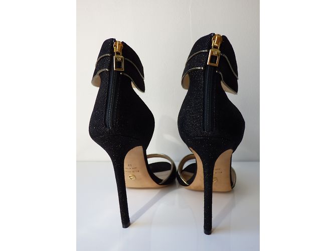 Décolleté Elie Saab in pelle nero e oro iridescente D'oro - vista 8