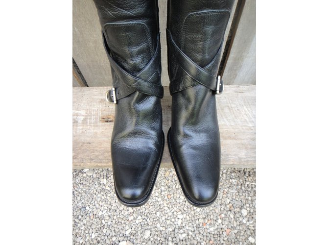 Botas Prada de cuero negro - vista 4