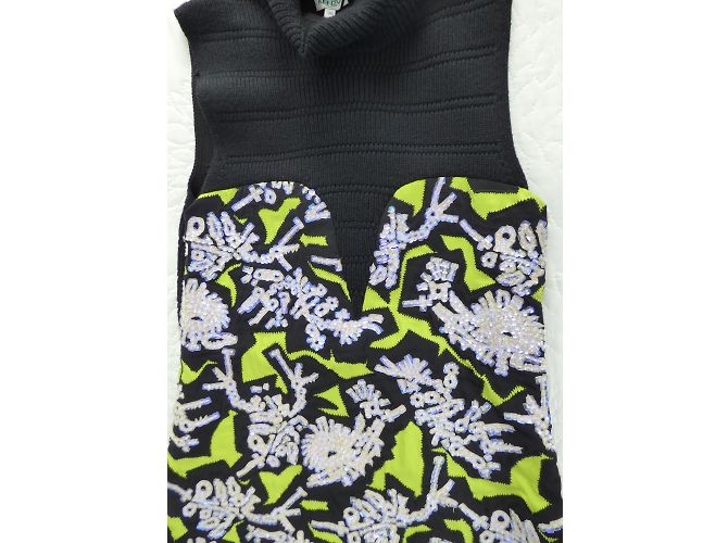 Abito Kenzo a Due Pezzi Ricamato Nero Giallo Bianco - vista 4