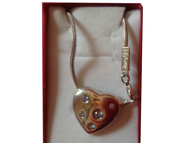 Collana con Pendente a Cuore Yves Saint Laurent Argento e Cristalli Blu - vista 2