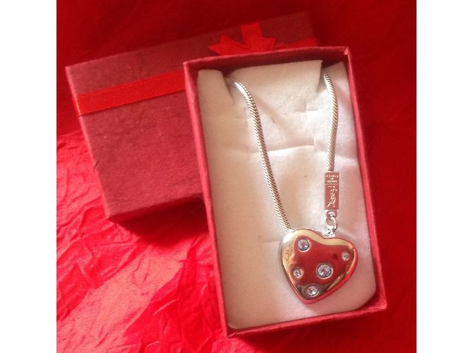 Collana con Pendente a Cuore Yves Saint Laurent Argento e Cristalli Blu - vista 3