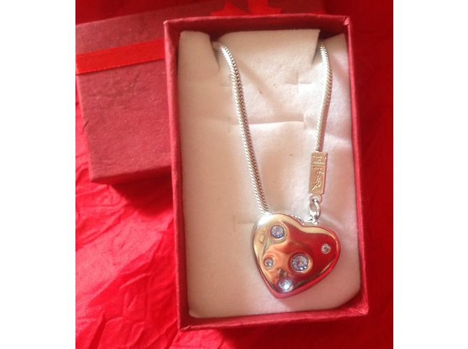Collana con Pendente a Cuore Yves Saint Laurent Argento e Cristalli Blu - vista 4