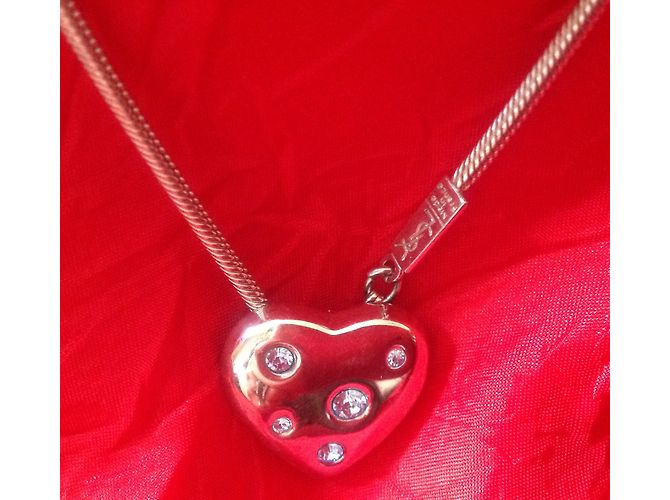 Collana con Pendente a Cuore Yves Saint Laurent Argento e Cristalli Blu - vista 6
