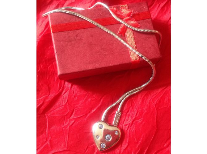 Collana con Pendente a Cuore Yves Saint Laurent Argento e Cristalli Blu - vista 7