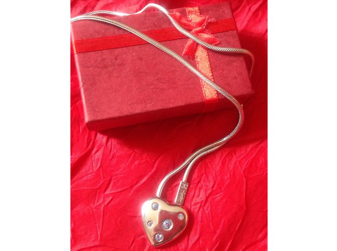 Collana con Pendente a Cuore Yves Saint Laurent Argento e Cristalli Blu - vista 8