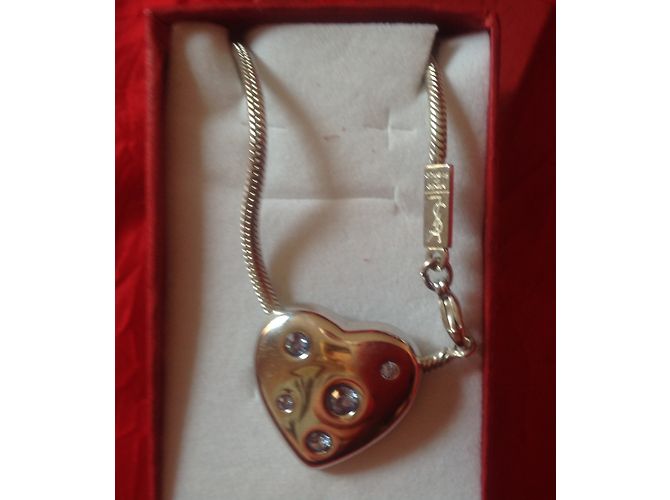 Collana con Pendente a Cuore Yves Saint Laurent Argento e Cristalli Blu - vista 9