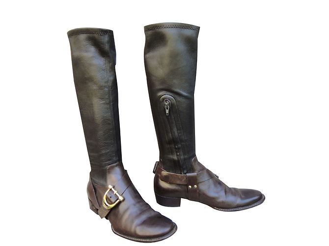 Botas Céline de piel marrón oscuro - vista 2