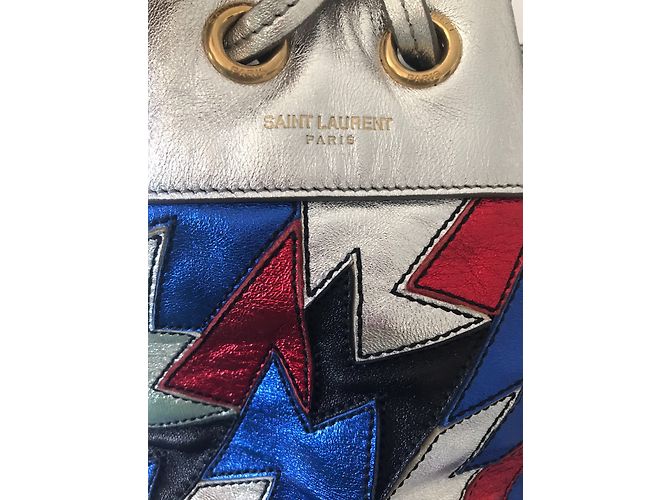 Saint Laurent Emmanuelle Bolso Pequeño Patchwork Cuero Plata - vista 7