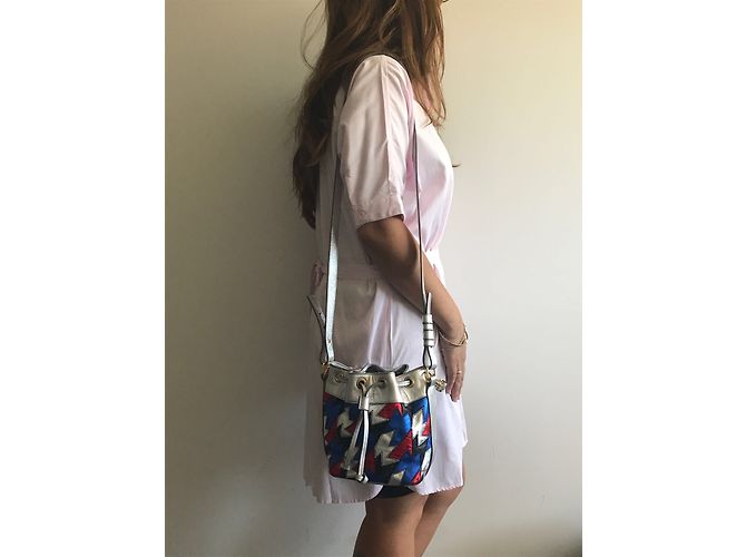 Saint Laurent Emmanuelle Bolso Pequeño Patchwork Cuero Plata - vista 9