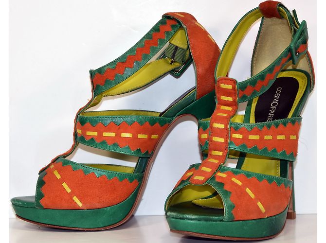 Autre Marque Sandali Cosmoparis Nubuck Verde e Arancione 36 - vista 2