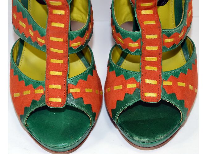 Autre Marque Sandali Cosmoparis Nubuck Verde e Arancione 36 - vista 3